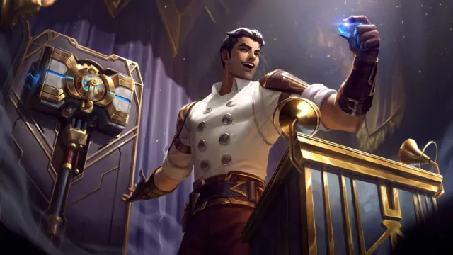 Jayce standing in blue-lit laboratory