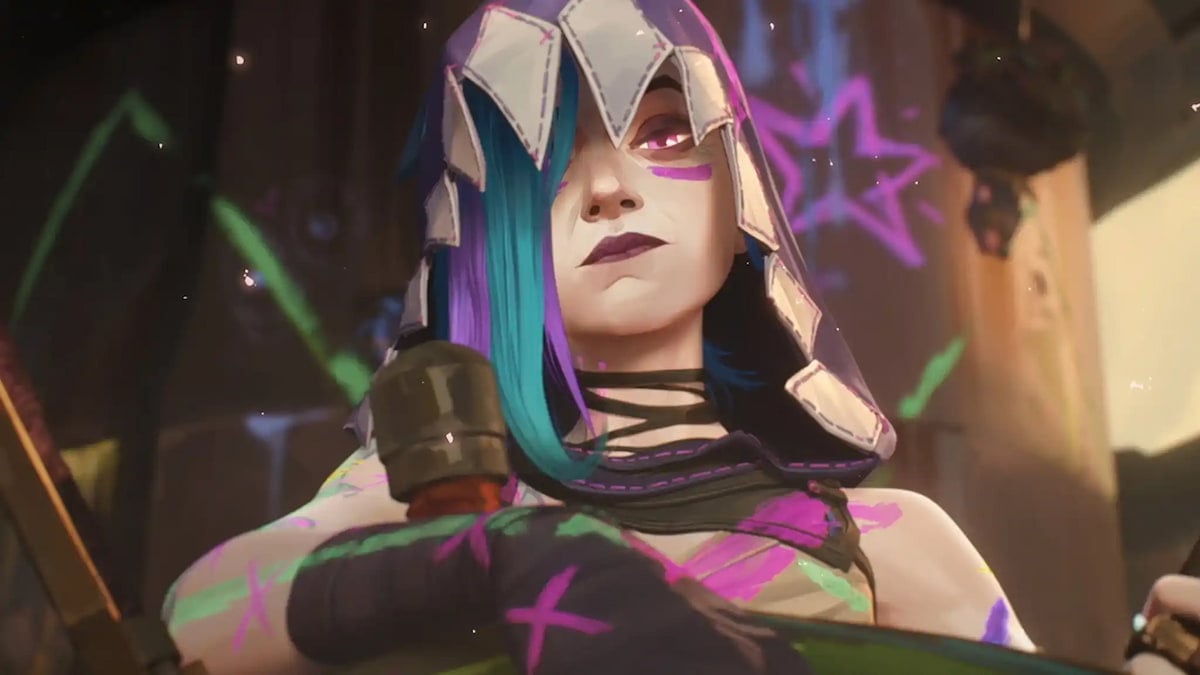 Jinx from Arcane with colorful hair