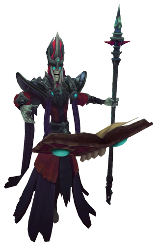 Skeletal mage Karthus with floating book