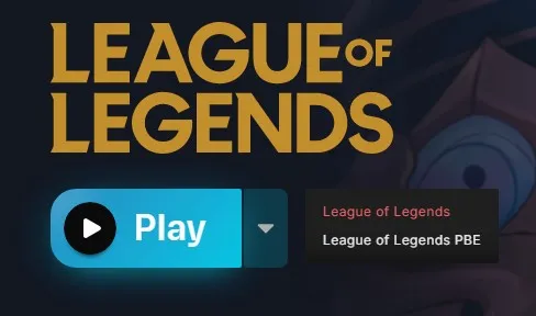 LoL PBE client play button