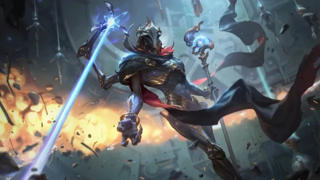 Viktor wielding glowing blue blade