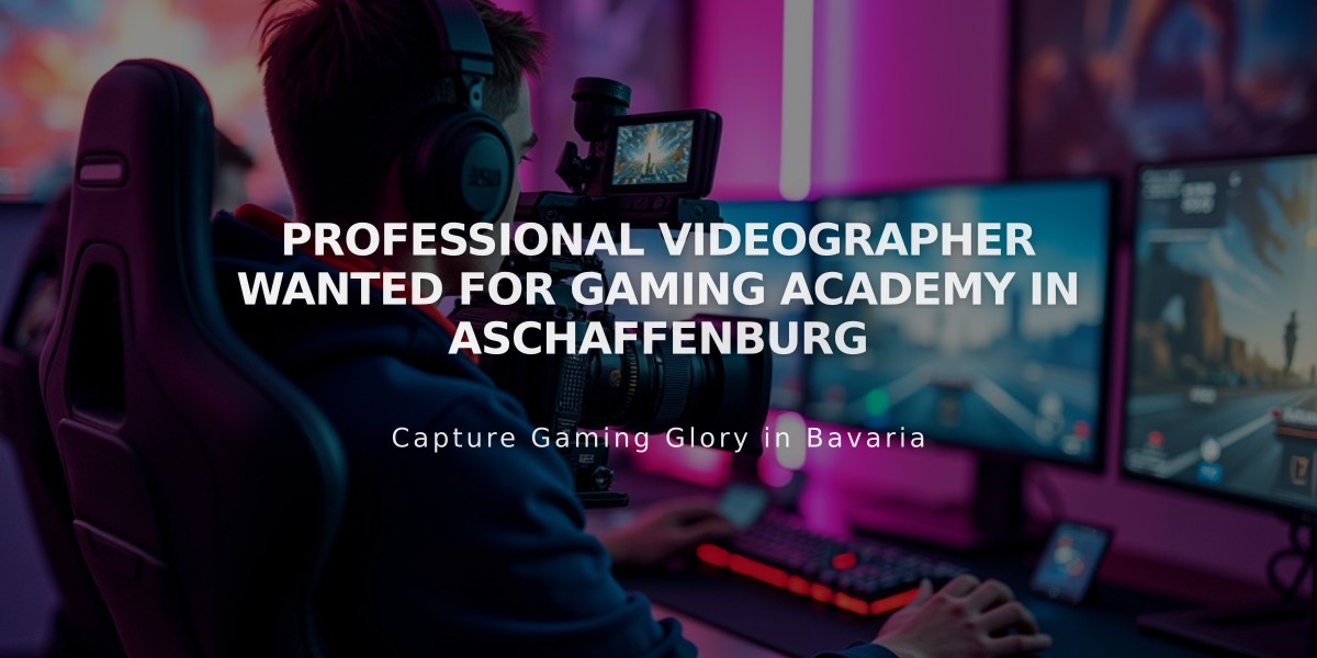 Professional Videographer Wanted for Gaming Academy in Aschaffenburg