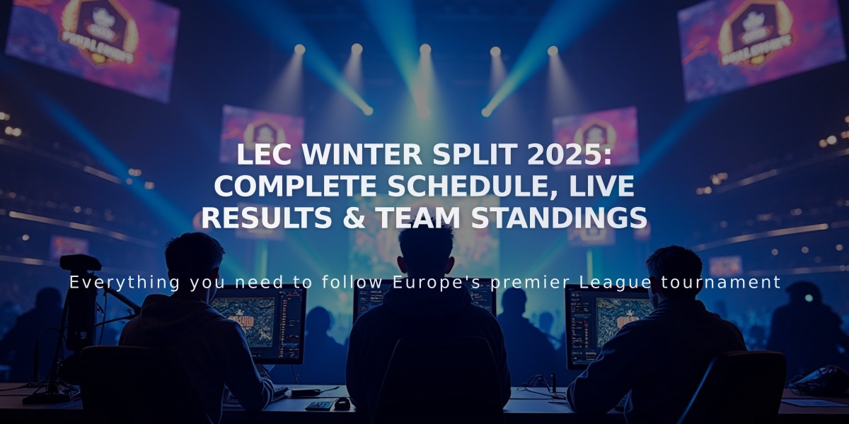 LEC Winter Split 2025: Complete Schedule, Live Results & Team Standings