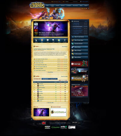 League of Legends homepage interface