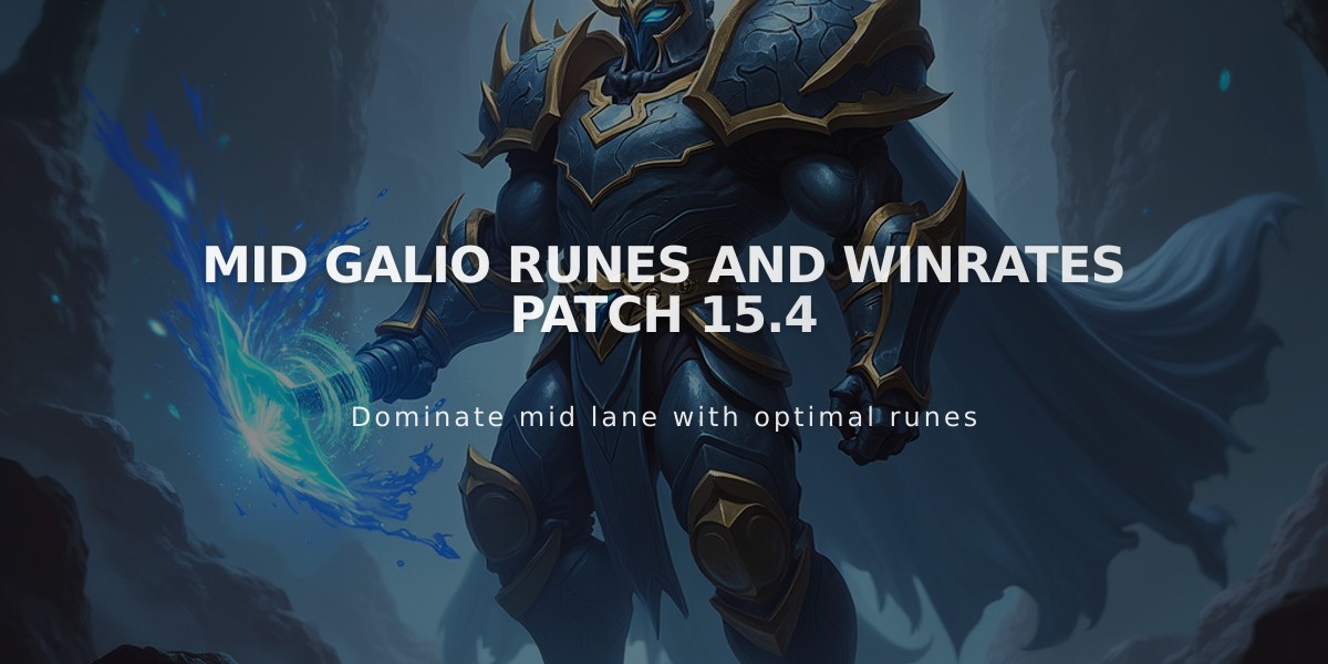 Mid Galio Runes and Winrates Patch 15.4